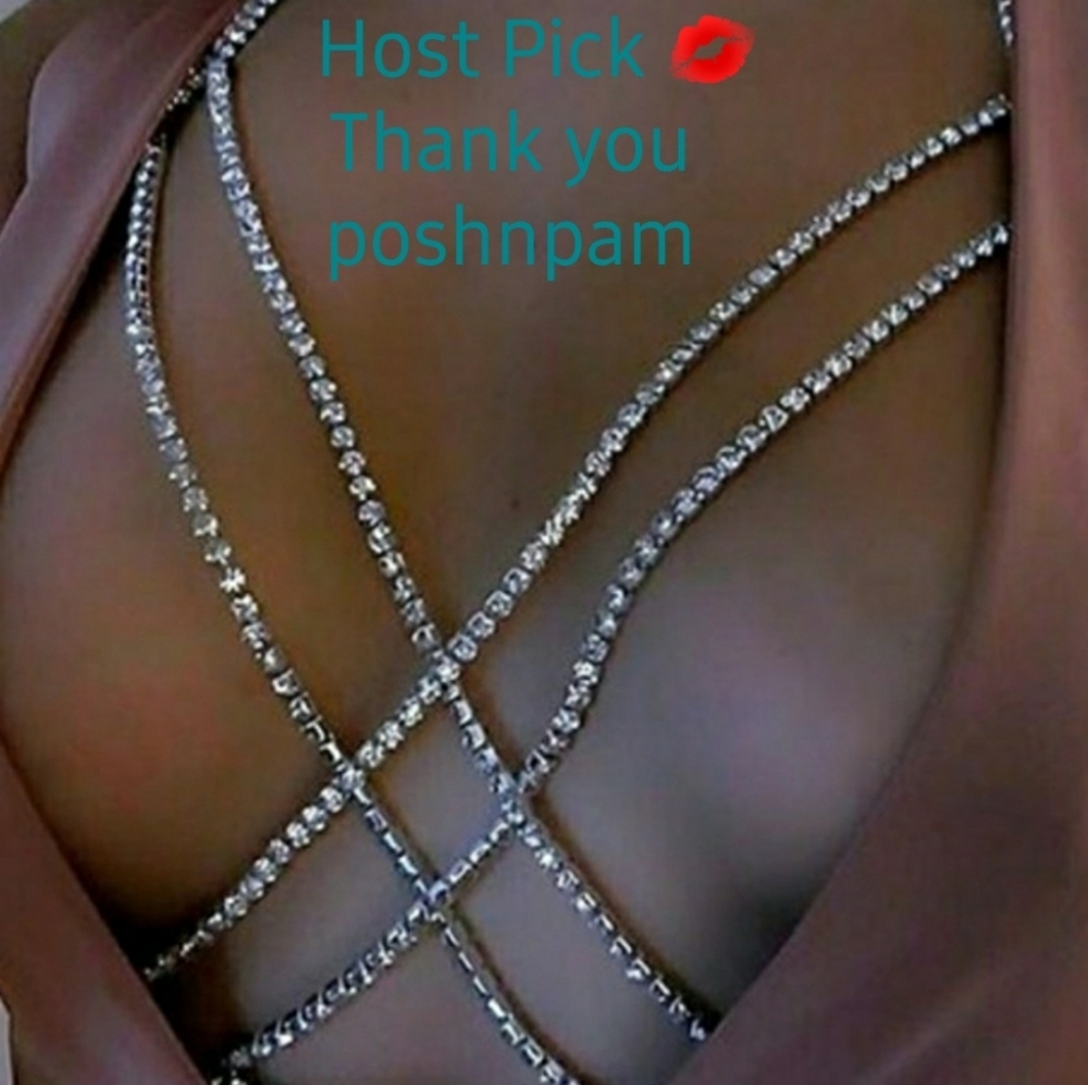 LAST ONE Crystal Bra Necklace Choker Jewelry. - Picture 4 of 9